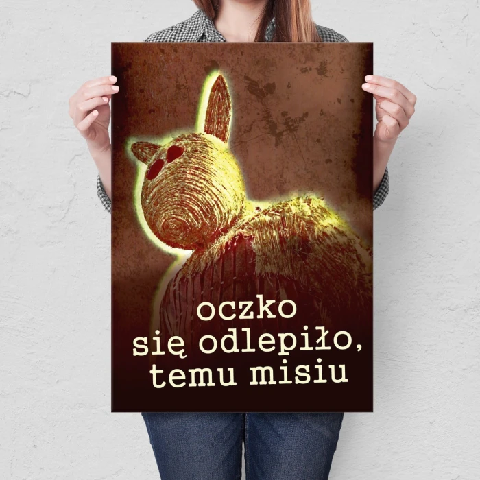 Plakat metalowy Oczko się odlepiło Miś Prezent