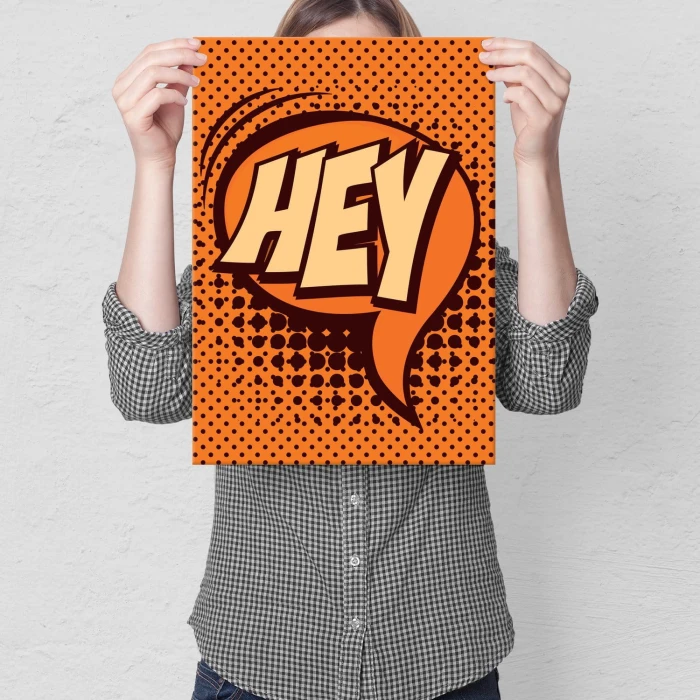 Plakat metalowy Komiksowe HEY Prezent
