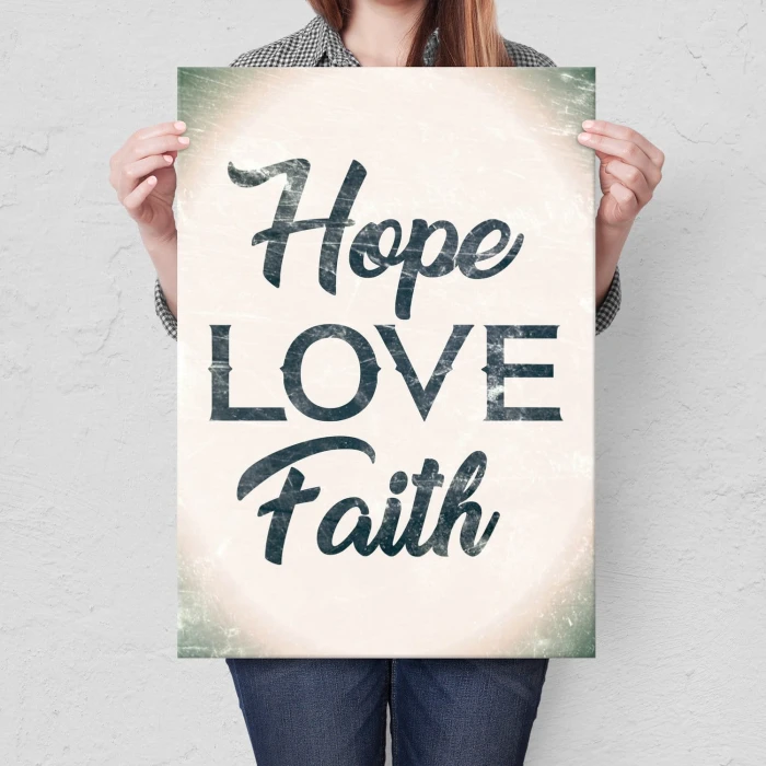 Plakat metalowy Hope Love Faith Prezent