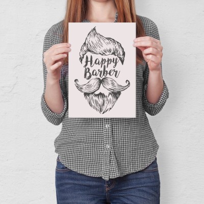 Plakat metalowy Happy Barber Prezent