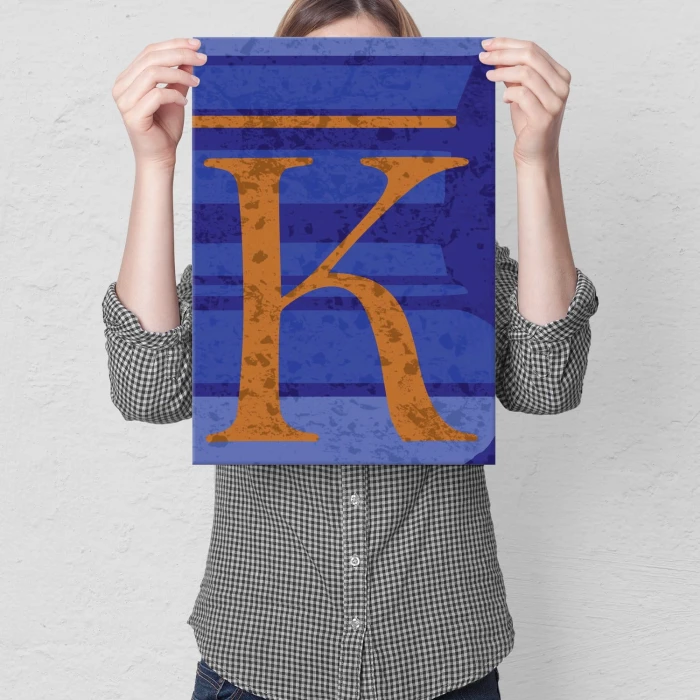 Plakat metalowy Litera K Prezent