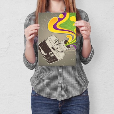 Plakat metalowy Retro kamera Prezent