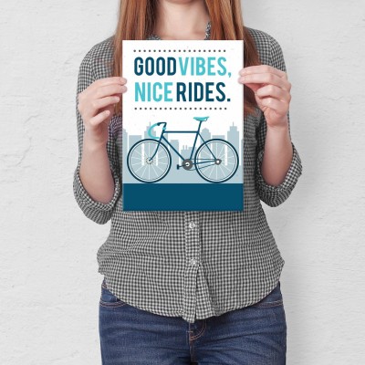 Plakat metalowy Good vibes nice rides Prezent