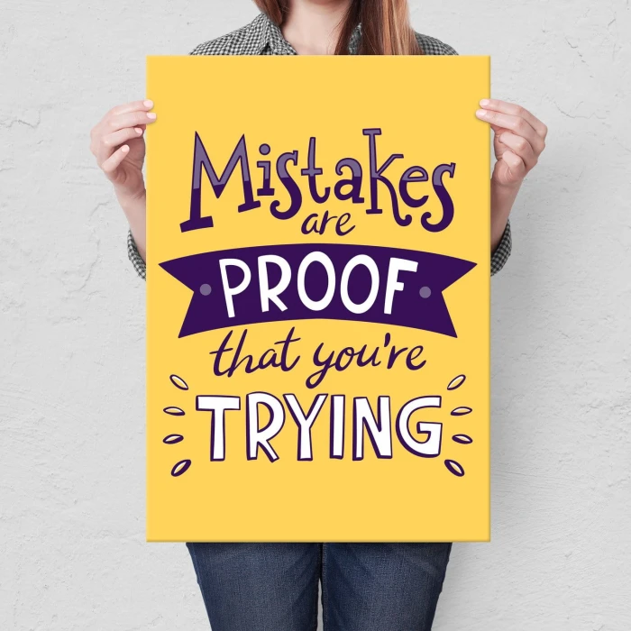 Plakat metalowy Mistakes are proof Prezent