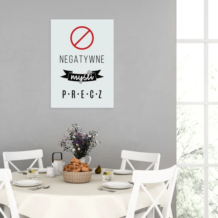 Plakat metalowy Negatywne myśli precz Prezent