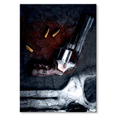 Plakat metalowy Czaszka i broń Prezent