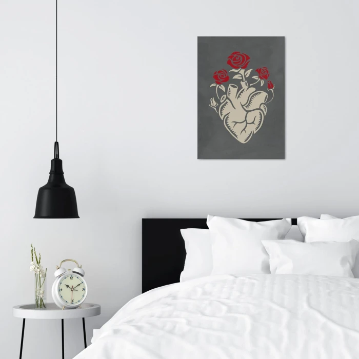 Plakat metalowy Serce i róża Prezent