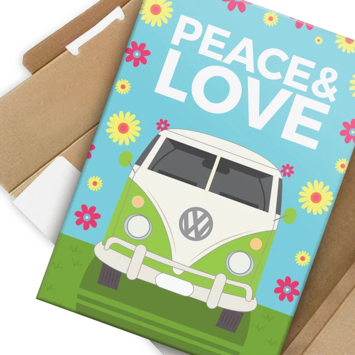 Plakat metalowy Peace & Love Hippie Prezent