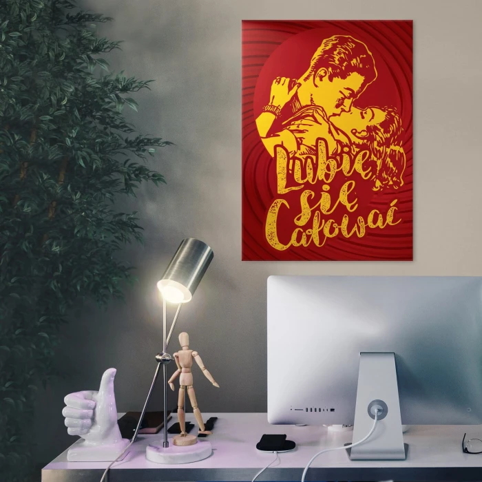 Plakat metalowy Lubię się całować Prezent