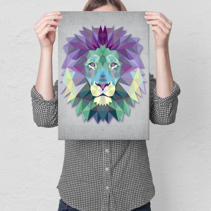 Plakat metalowy Lew graficzny Prezent