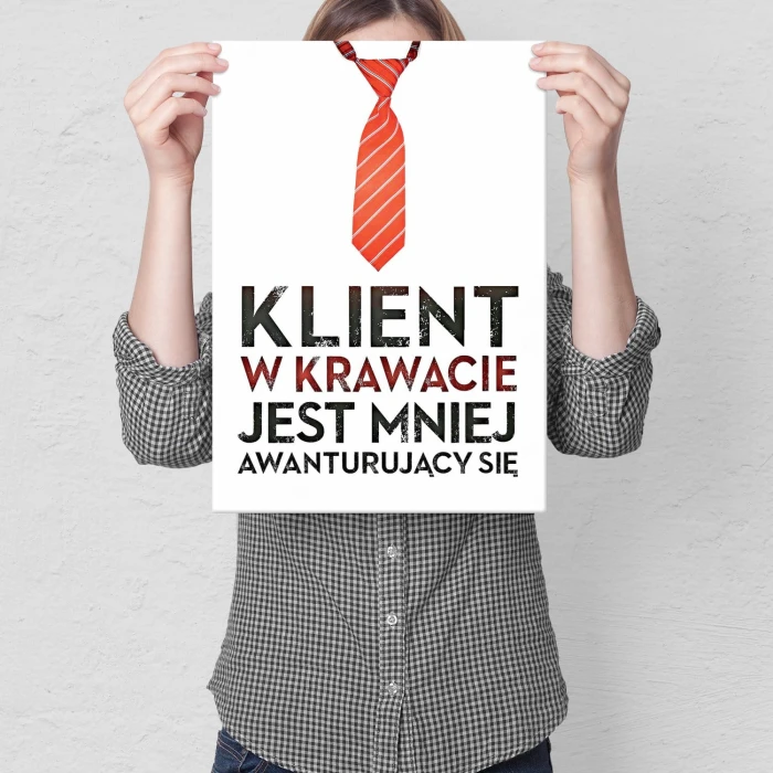 Plakat metalowy Klient w krawacie Prezent