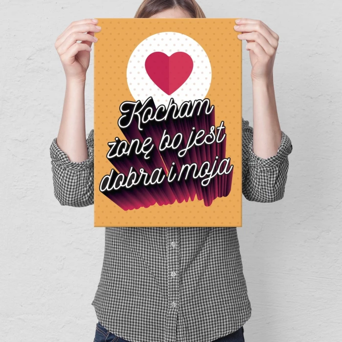Plakat metalowy Kocham żonę Prezent