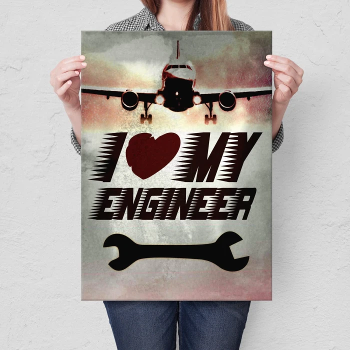 Plakat metalowy I love my engineer Prezent