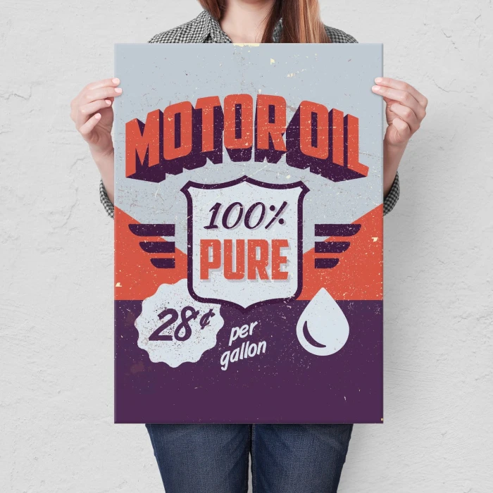 Plakat metalowy Motor oil Prezent