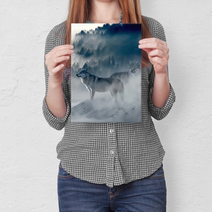 Plakat metalowy Wilki we mgle Prezent