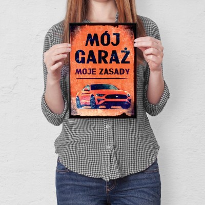 Plakat metalowy Mój garaż GT Prezent