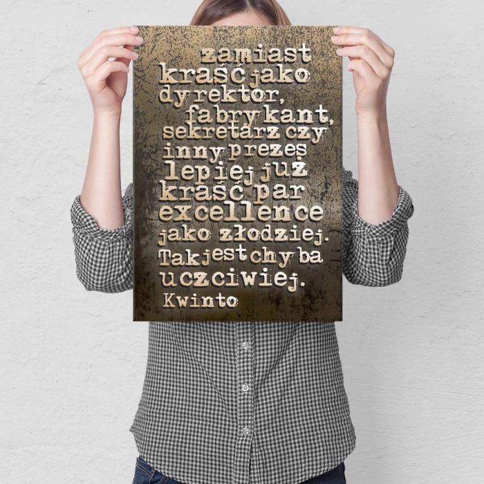 Plakat metalowy Kwinto cytat Prezent