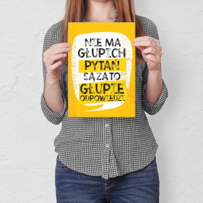 Plakat metalowy Nie ma głupich pytań Prezent