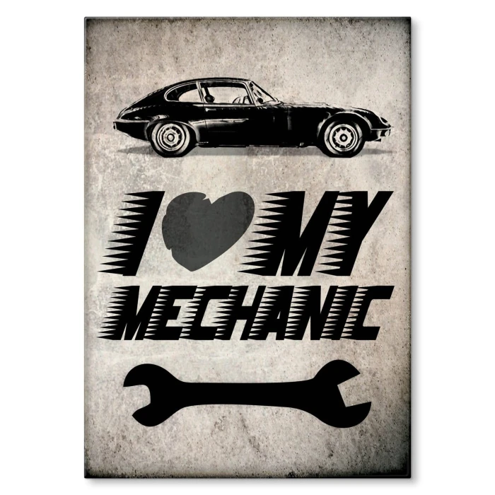 Plakat metalowy I love Mechanik Prezent
