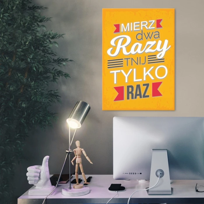 Plakat metalowy Mierz dwa razy Prezent
