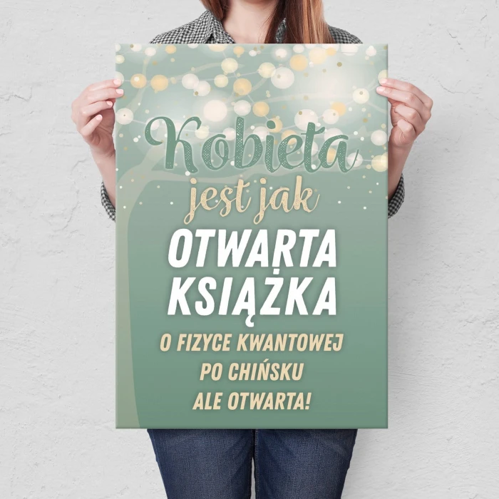 Plakat metalowy Kobieta jest jak książka Prezent