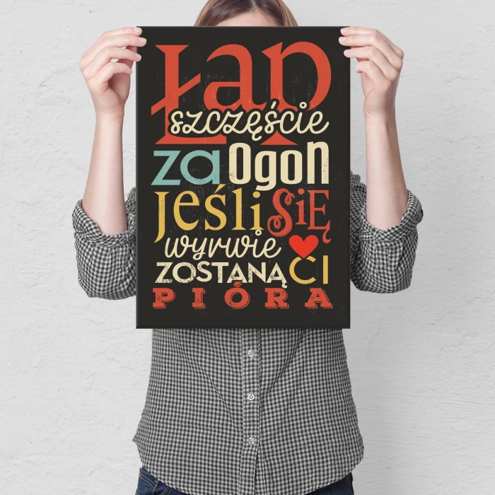 Plakat metalowy Łap szczęście Prezent