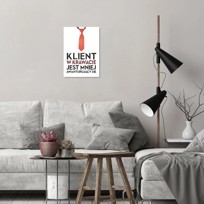Plakat metalowy Klient w krawacie Prezent