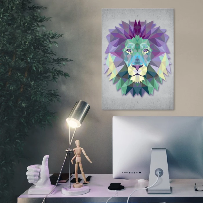Plakat metalowy Lew graficzny Prezent