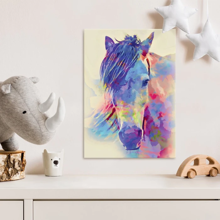 Plakat metalowy Kolorowy koń Prezent