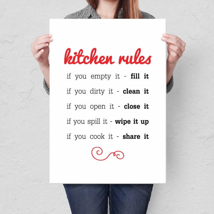 Plakat metalowy Kitchen rules Prezent