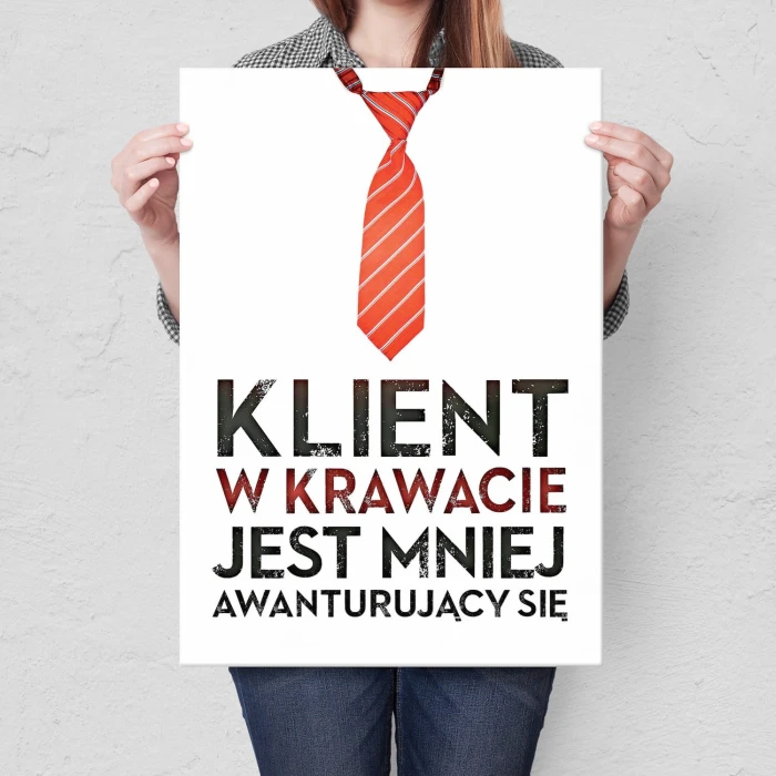 Plakat metalowy Klient w krawacie Prezent