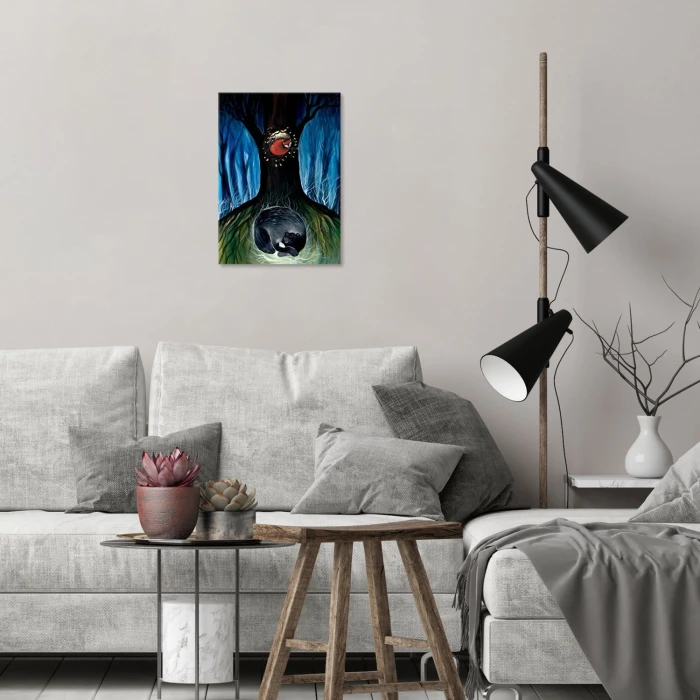 Plakat metalowy Miś i lis ilustracja Prezent