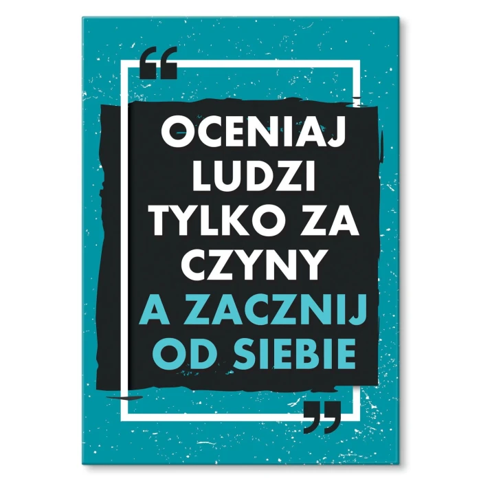 Plakat metalowy Oceniaj za czyny Prezent