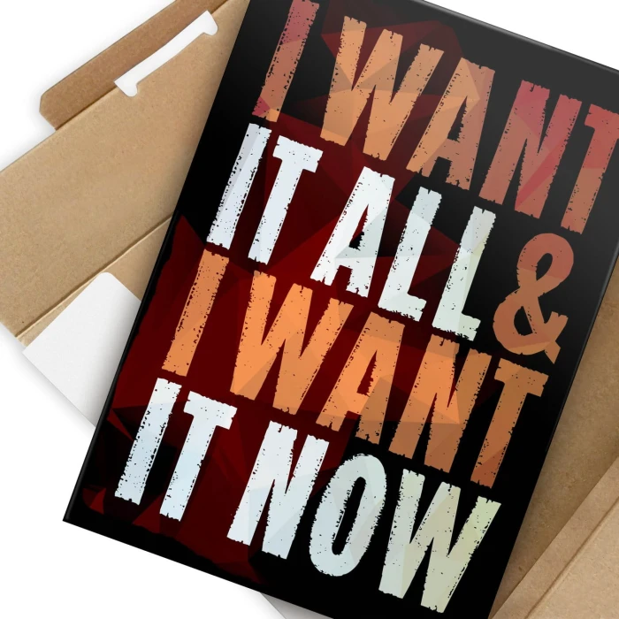 Plakat metalowy I want it all Prezent