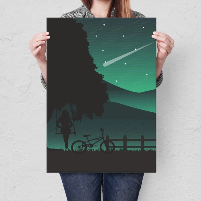 Plakat metalowy Night bike girl Prezent
