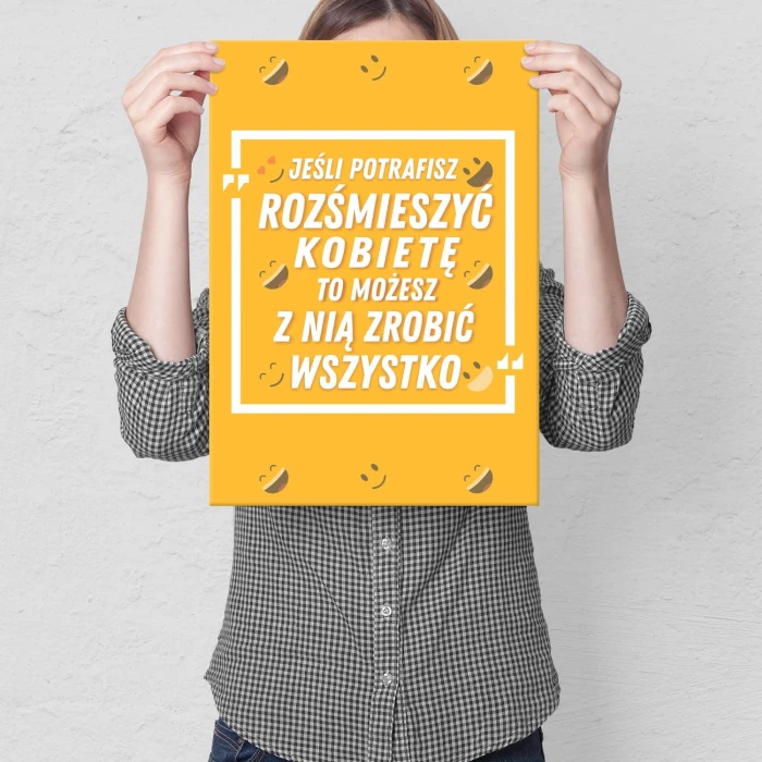 Plakat metalowy Rozśmieszyć kobietę Prezent