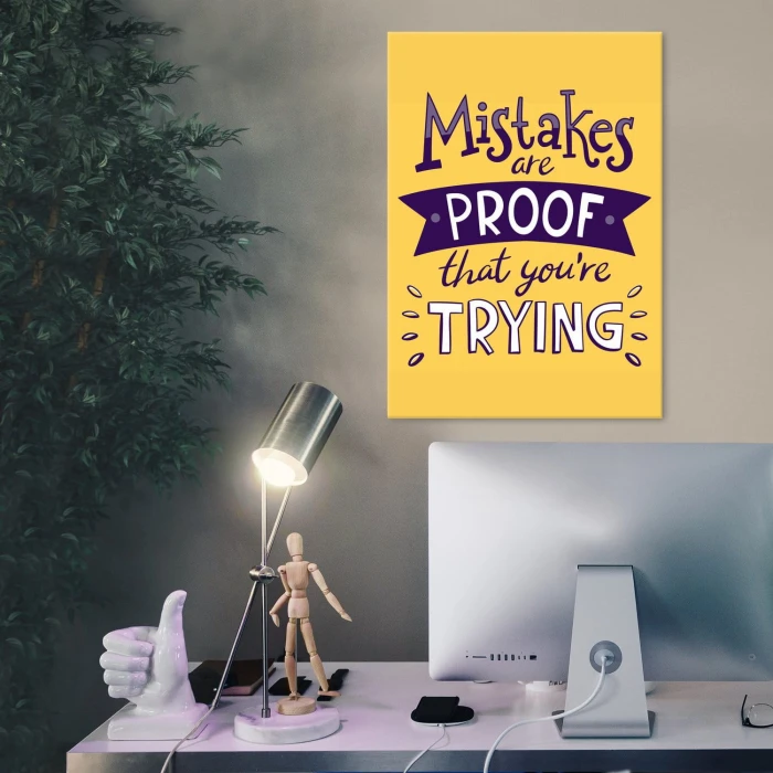 Plakat metalowy Mistakes are proof Prezent