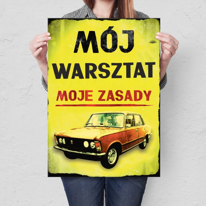 Plakat metalowy Mój warsztat 125p Prezent
