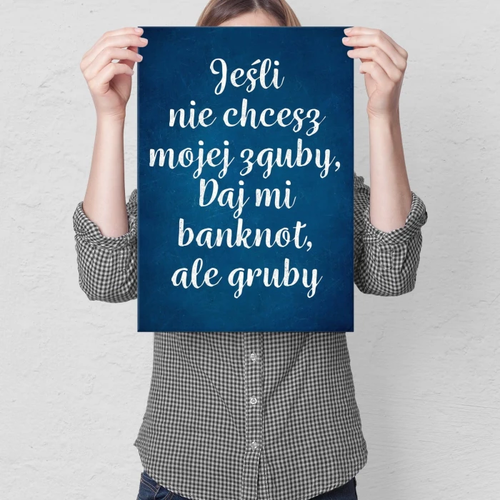 Plakat metalowy Gruby banknot Prezent