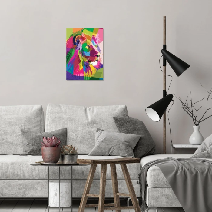 Plakat metalowy Barwny lew Prezent
