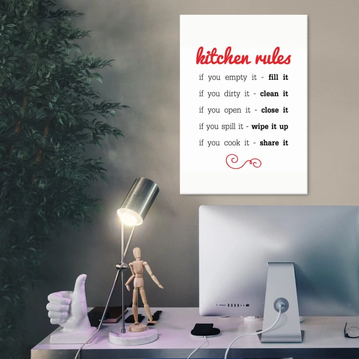 Plakat metalowy Kitchen rules Prezent