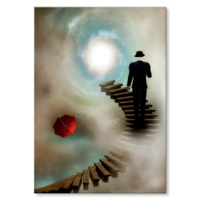 Plakat metalowy Kosmos i mężczyzna Prezent