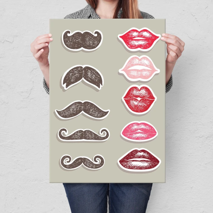 Plakat metalowy Wąsy i usta Prezent