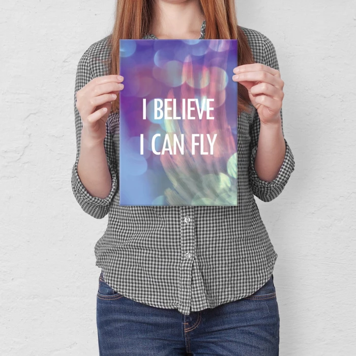Plakat metalowy I believe I can fly Prezent