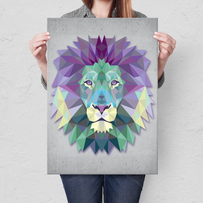 Plakat metalowy Lew graficzny Prezent