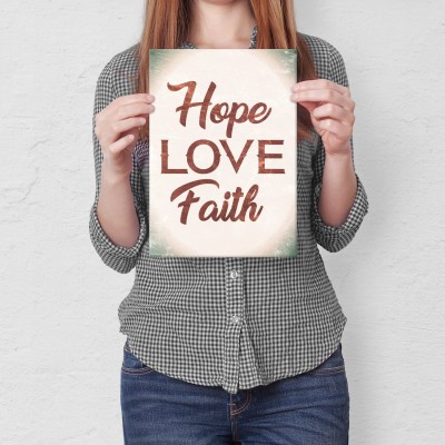 Plakat metalowy Hope Love Faith Prezent
