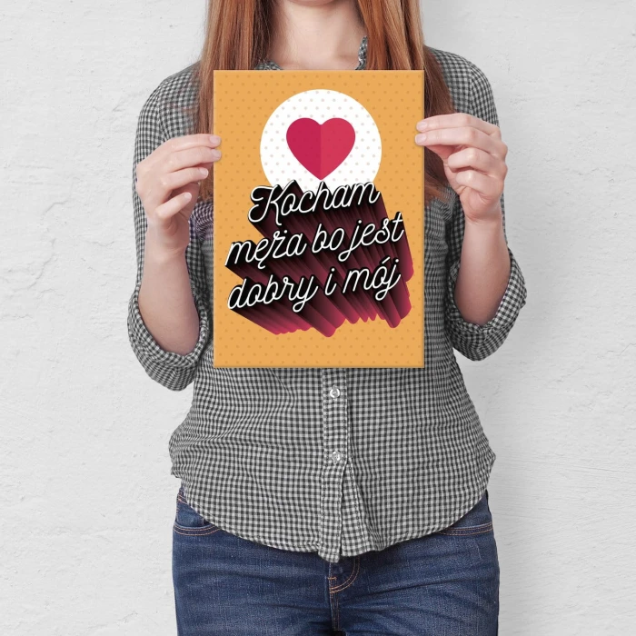Plakat metalowy Kocham męża Prezent