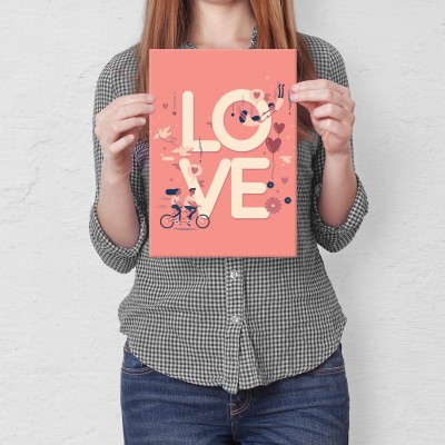 Plakat metalowy LOVE rower Prezent