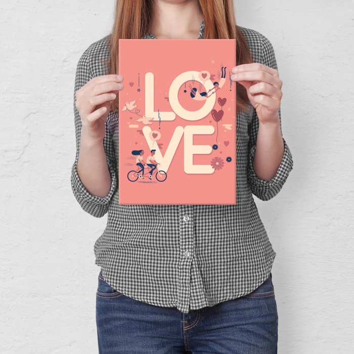 Plakat metalowy LOVE rower Prezent
