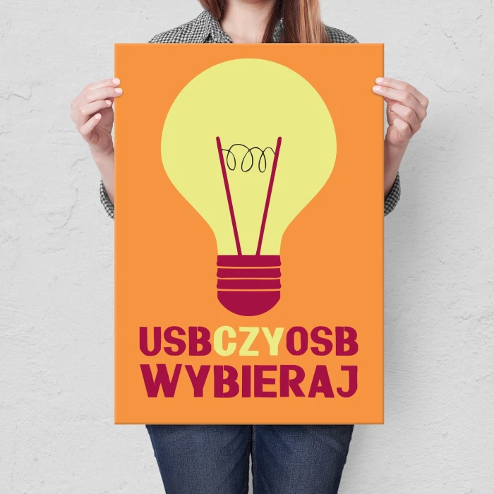Plakat metalowy USB czy OSB Prezent